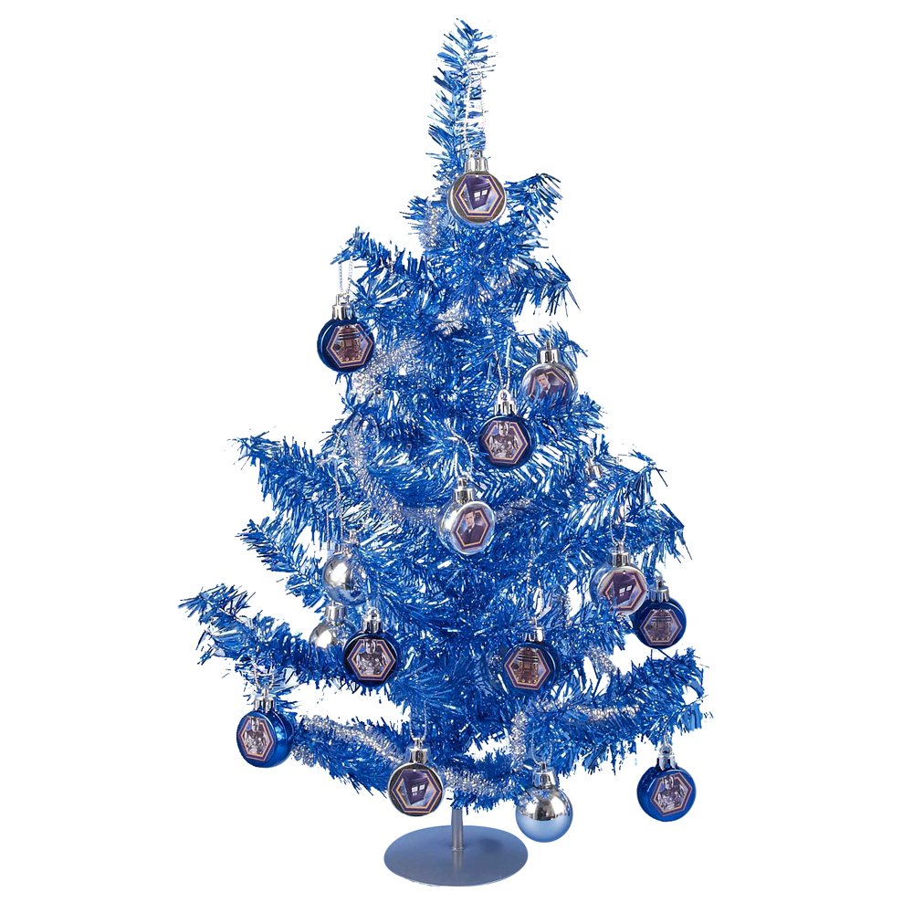 Syhood 2 Pack Mini Blue Christmas Tree Set Small Christmas Tree