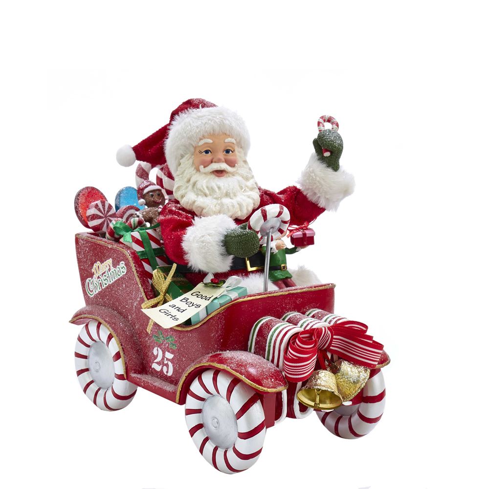 Fabriche Musical Santa In Candy Car – The Country Christmas Loft