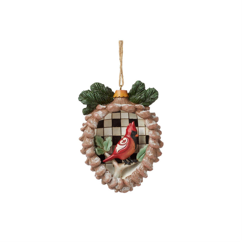 Highland Glen Pinecone Cardinal Ornament