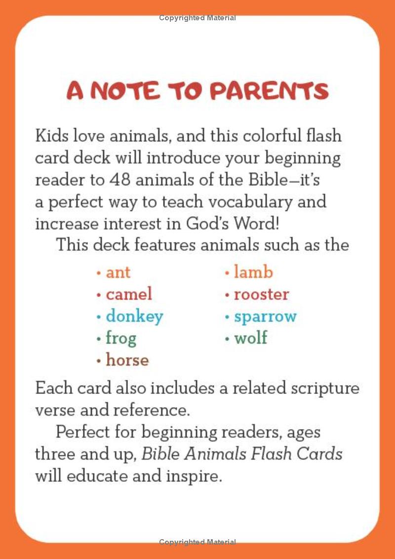 Bible Animal Flash Cards