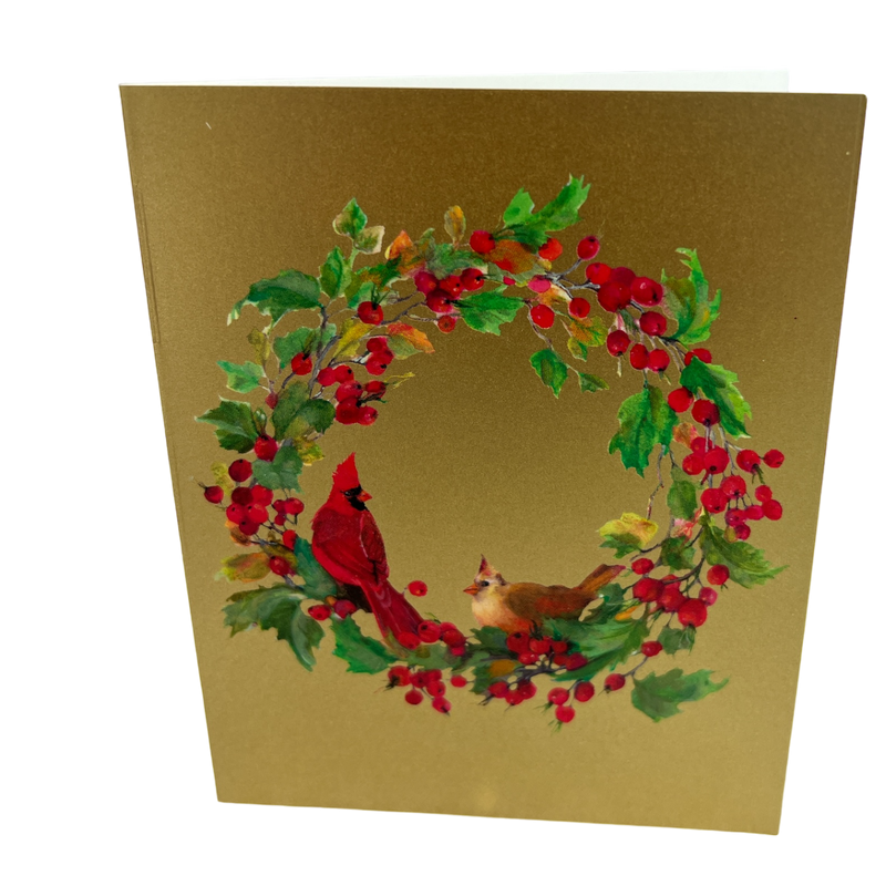 Berry Wreath and Cardinal  Boxed Christmas Cards