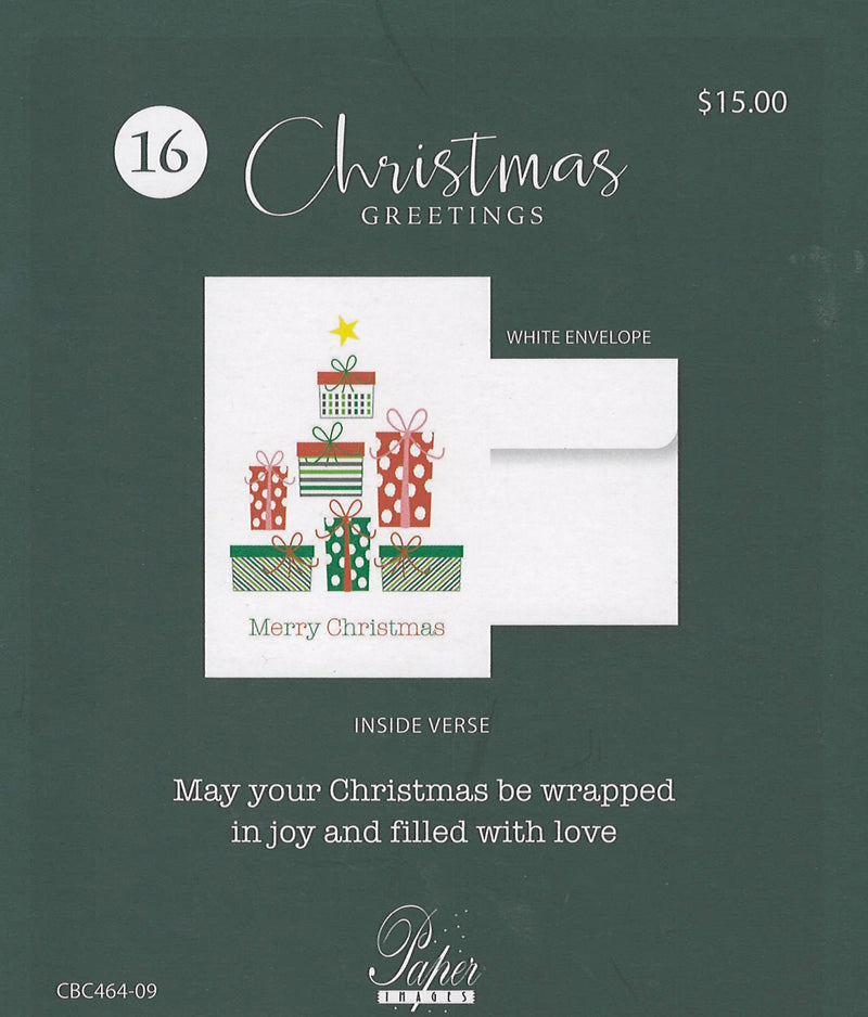 Holiday Favorites Boxed Cards - Set of 18 - Foil Wrapped Presents