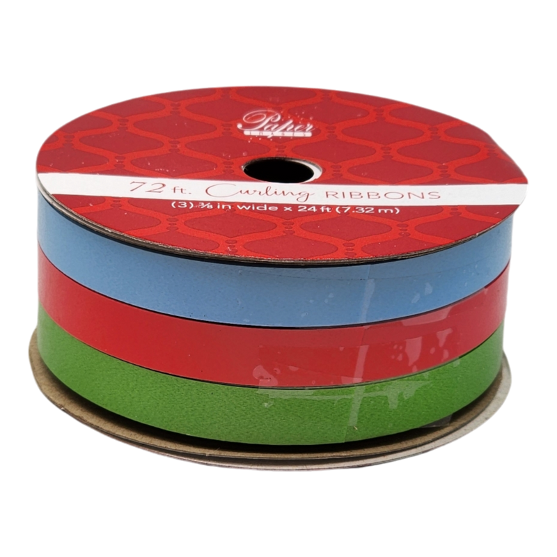 3/8 Inch Curling Ribbon - 3 Colors - 24 Feet Each - Blue/Red/Green