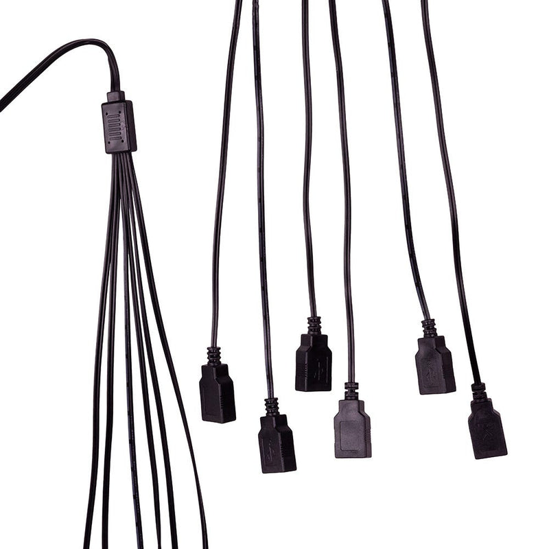 6 Port USB Extension Cord with 2 Amp Power Plug - Black