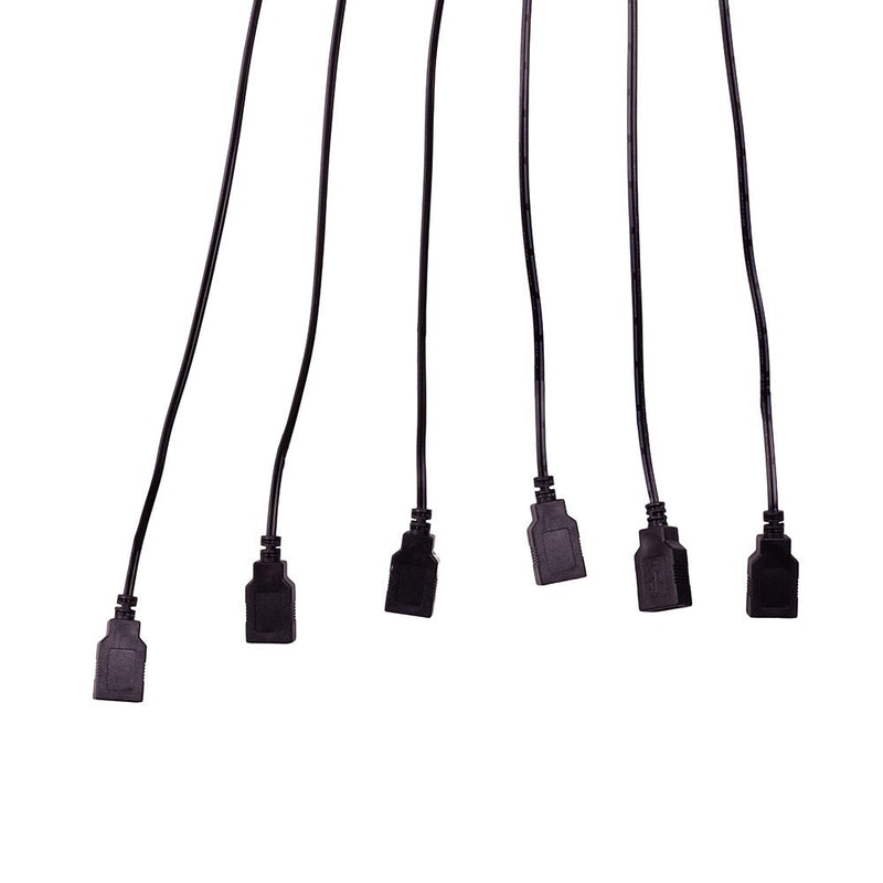 6 Port USB Extension Cord with 2 Amp Power Plug - Black