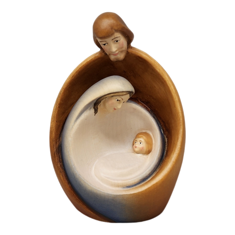 Modern Style Holy Family Carved Nativity - Color - 6 Inch - with Faces