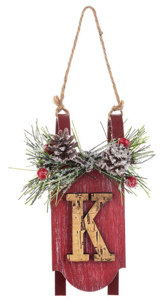 Monogram Sled Ornament -