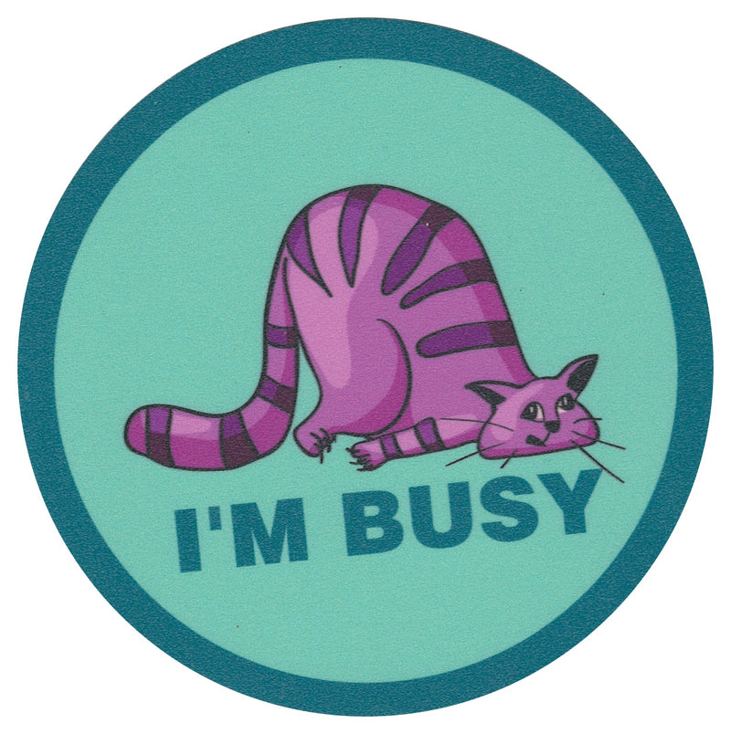 Sip Sip Hooray Coaster -  I'm Busy - Purple Cat