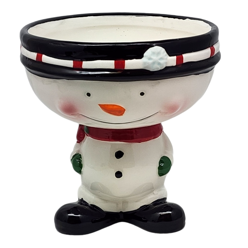 Ceramic Snowman Candy Bowl - 6 Inch