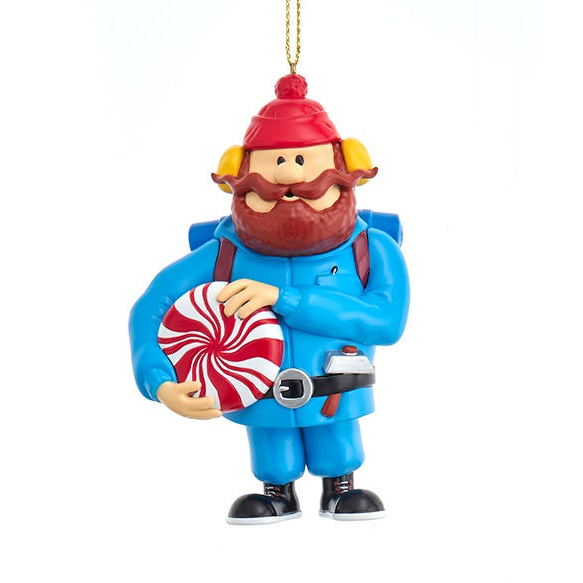 Yukon Cornelius warrying a Starlight Mint Ornament