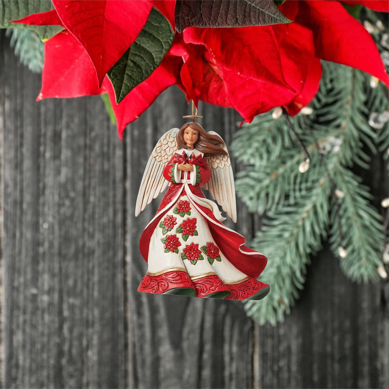 Christmas Poinsettia Angel Ornament