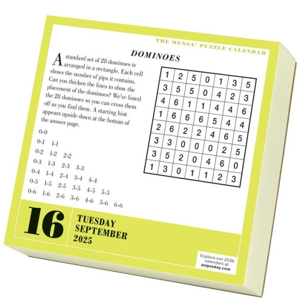 2025 Mensa 365 Brain Puzzlers Page A Day Desk Calendar