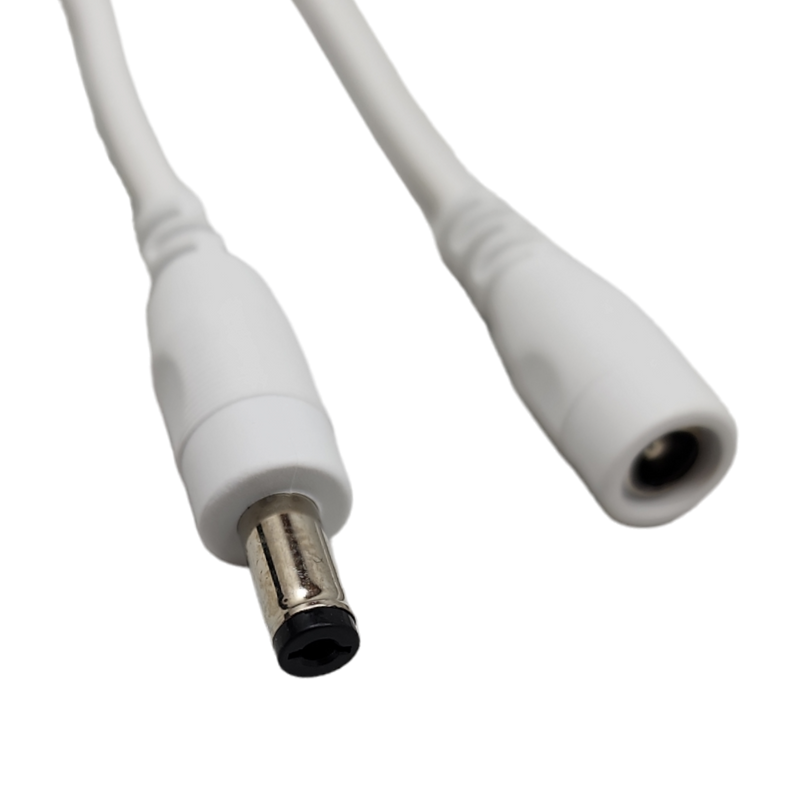 3 foot long DC power plug extension - 5.5mm/2.1mm plug - White