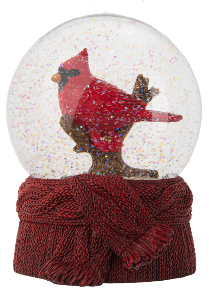 Single Cardinal Perched  On Scarf Globe