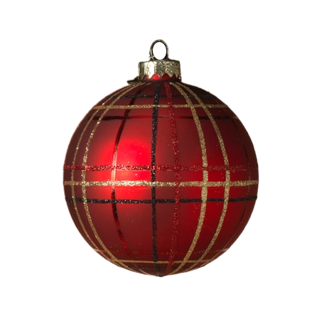 100mm Plaid Ball Ornament -