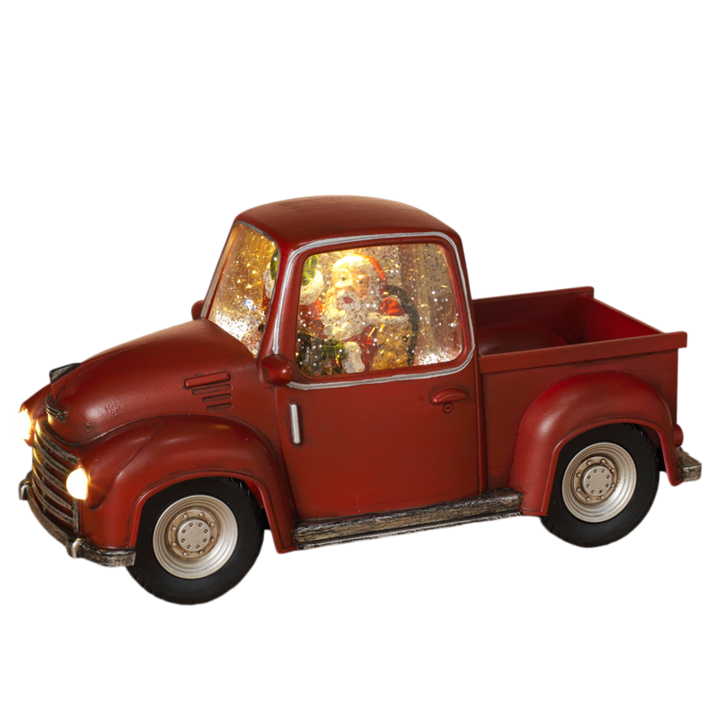 Lighted Spinning Water Globe Truck with Santa Driving