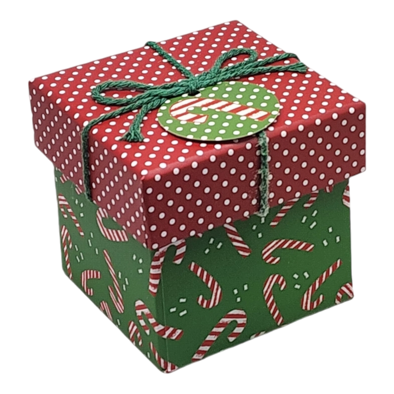 Gift Box Cube for Gift Cards - 3" x 3" -  Candy Canes