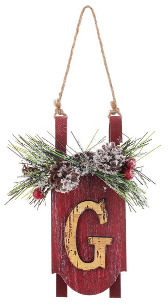 Monogram Sled Ornament -