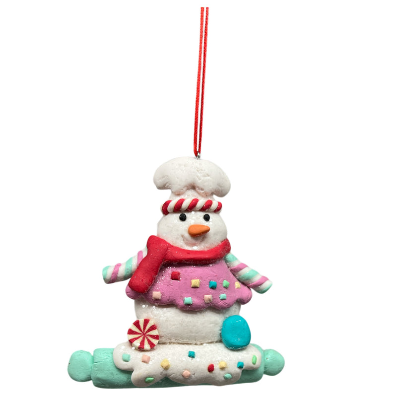 Clay Dough Snowman Chef Ornament