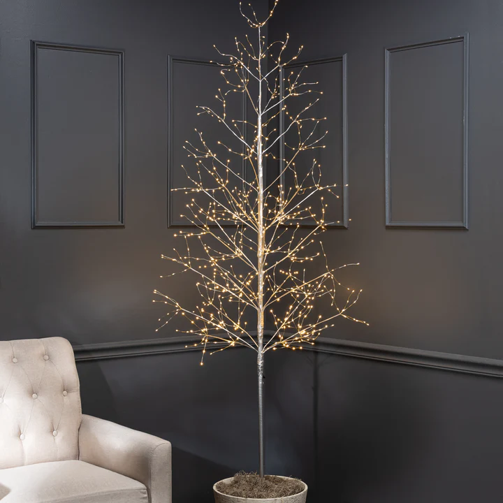 7 Foot Silver Decor Tree with LED Lighting