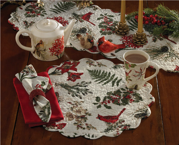 Nature Sings Cardinal  Quilted Round Placemat