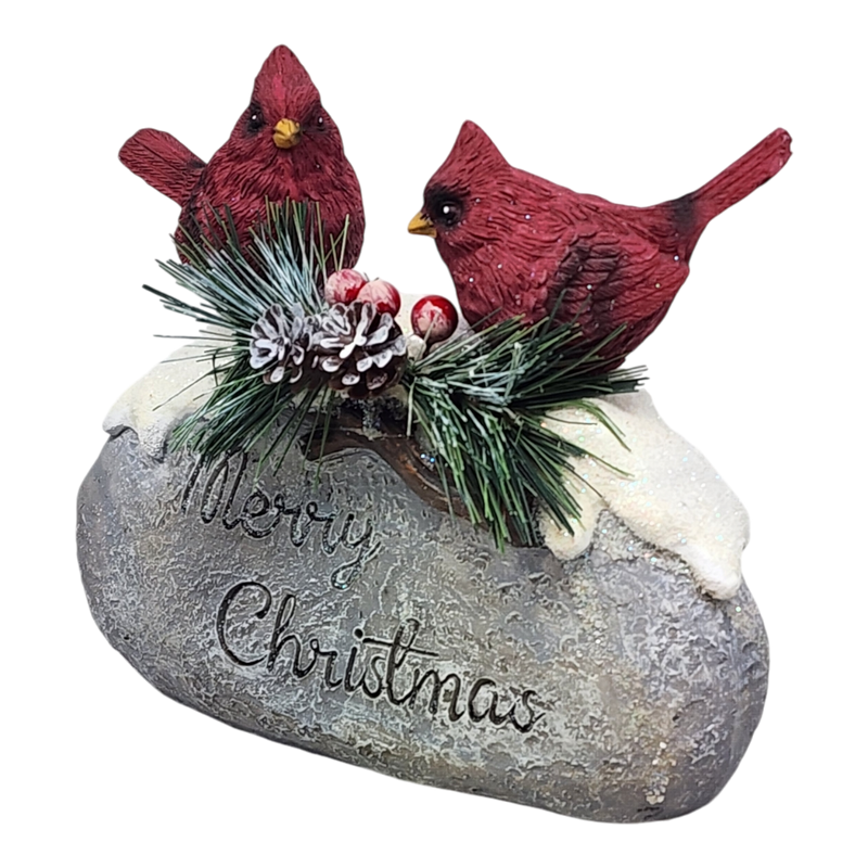 Holiday Cardinals on Stone - 7 Inch