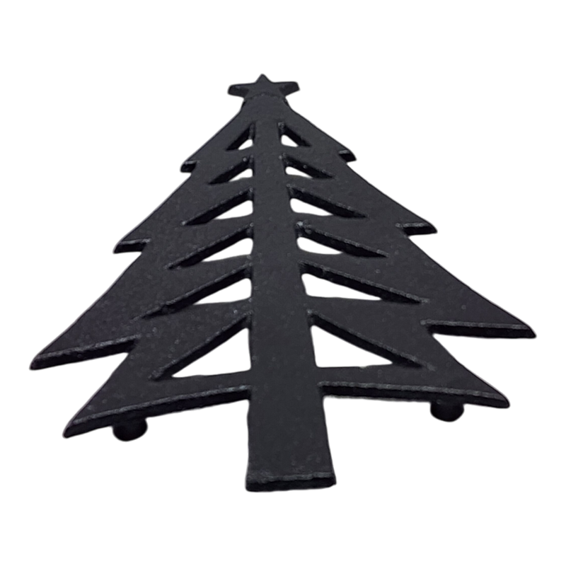 Cast Iron Matte Black Christmas Tree Trivet