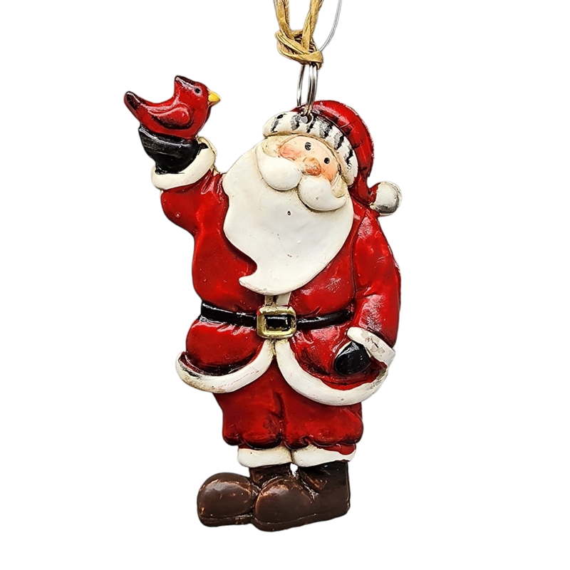 Clay-Style Santa Ornament - Cardinal