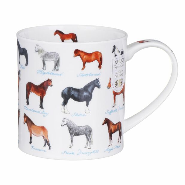 On The Farm - Horses - Fine Bone China Mug Ornkey Style By Dunoon