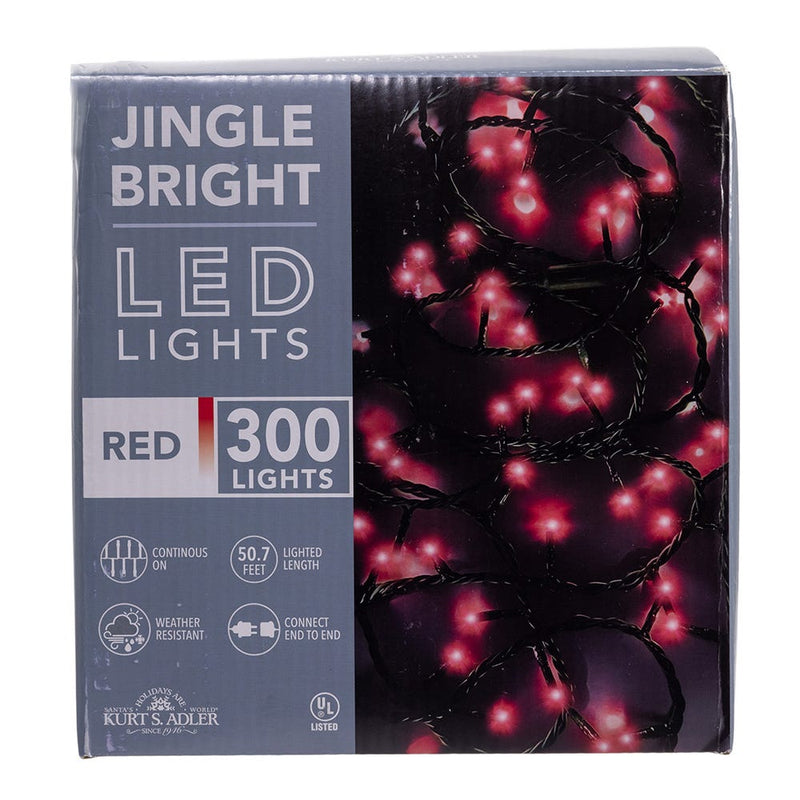 300-Light 3MM Red LED Green Wire Jingle Bright Light Set -  50 Feet