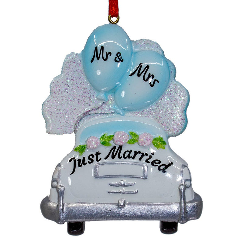 Mr. and Mrs. Just Married Wedding Car Ornament