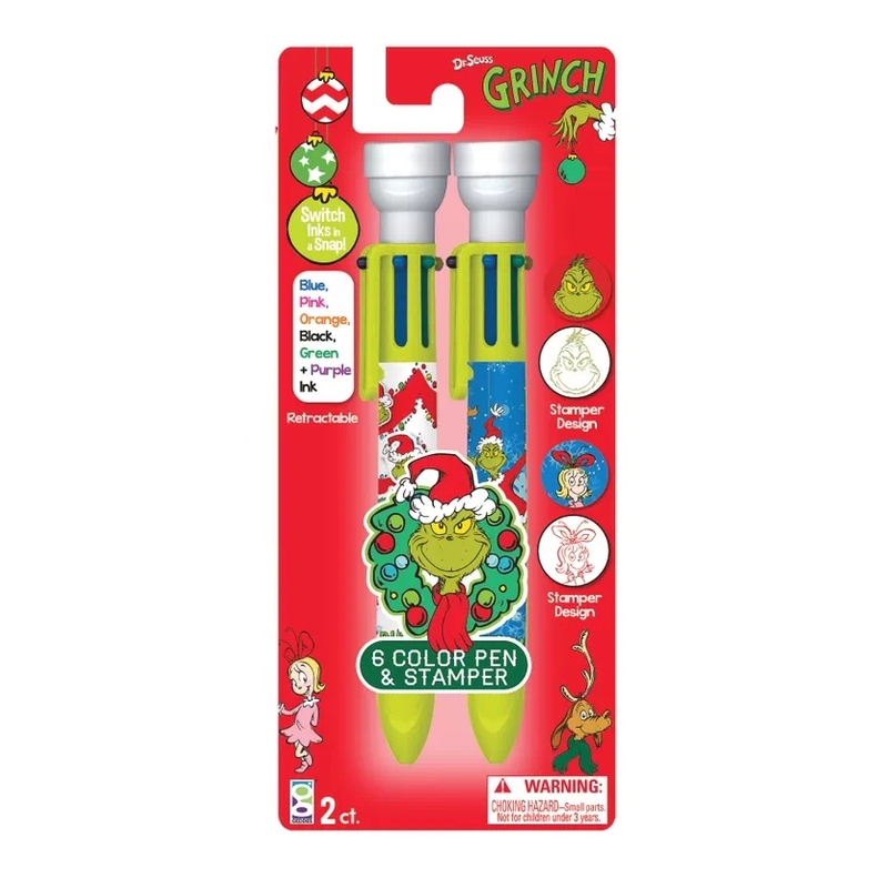 Dr. Seuss - The Grinch 6-Color Pen with Stamper - Grinch/Cindy Lou