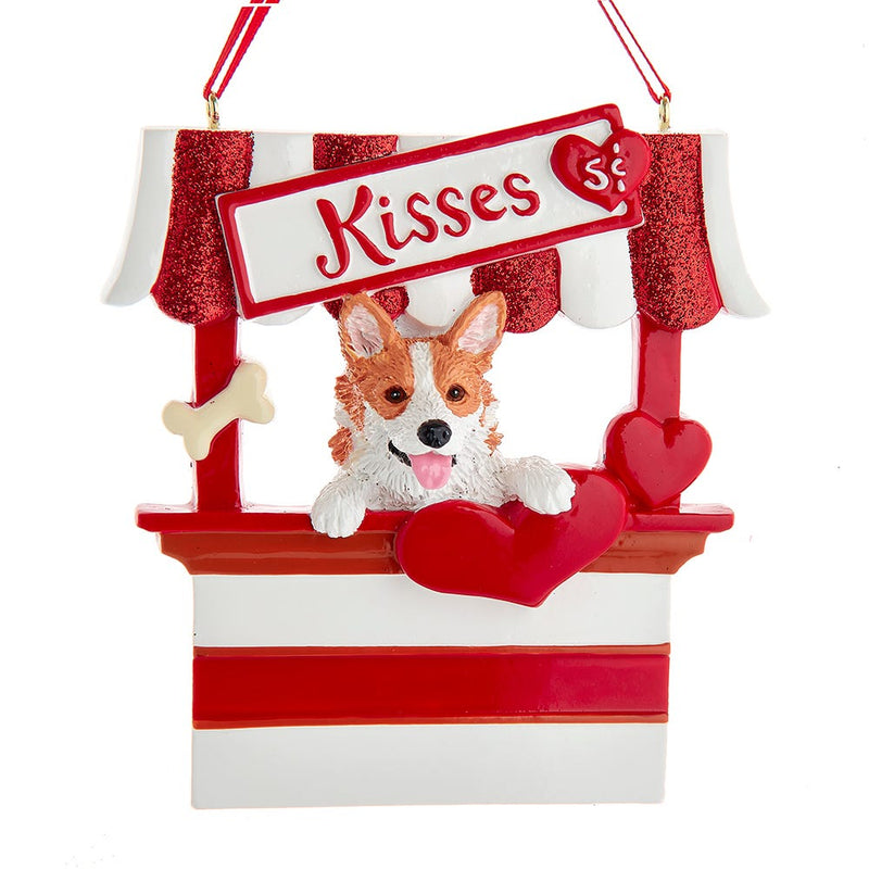 Dog Kisses - Kissing Booth Ornament -  Corgi