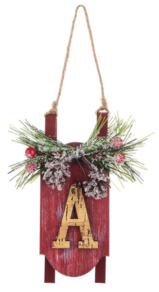 Monogram Sled Ornament -