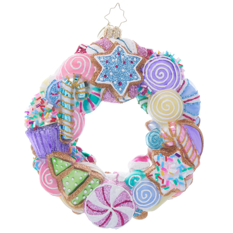 Sugar-plum Dancing Dreams Wreath - Glass Ornament