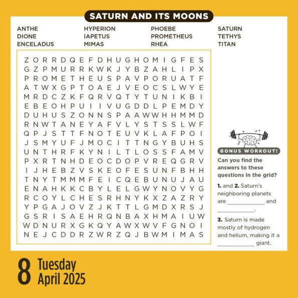 2025 Brain Workout Word Search Page A Day Desk Calendar