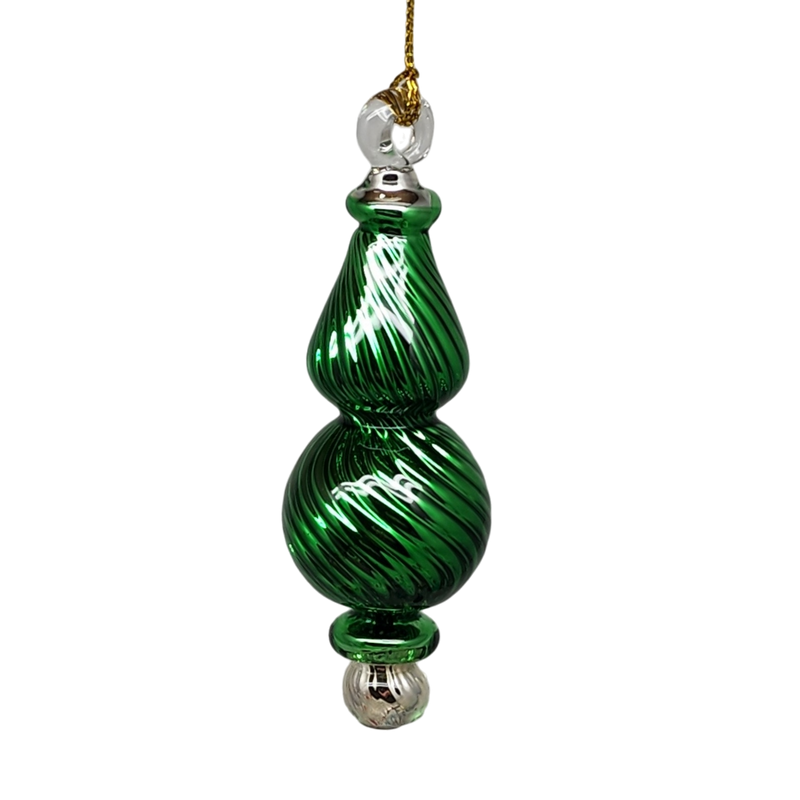 Shiny and Cute Egyptian Glass - Swirled Bauble - Green