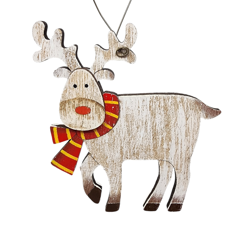 Rustic Wooden Reindeer Ornament -