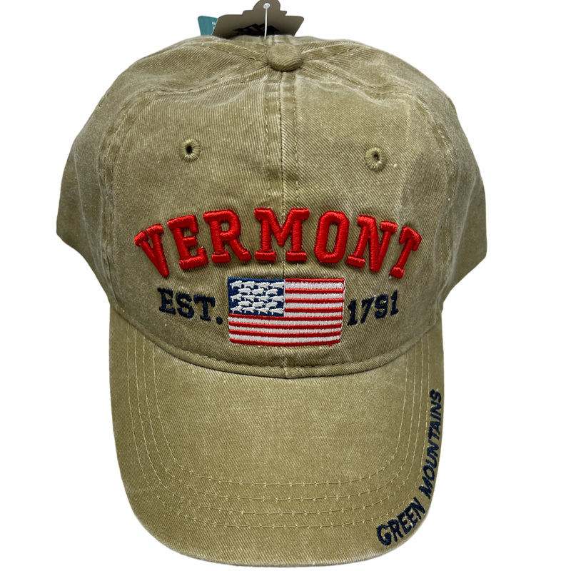 Vermont Est 1791 Hat Wiith Flag - Khaki