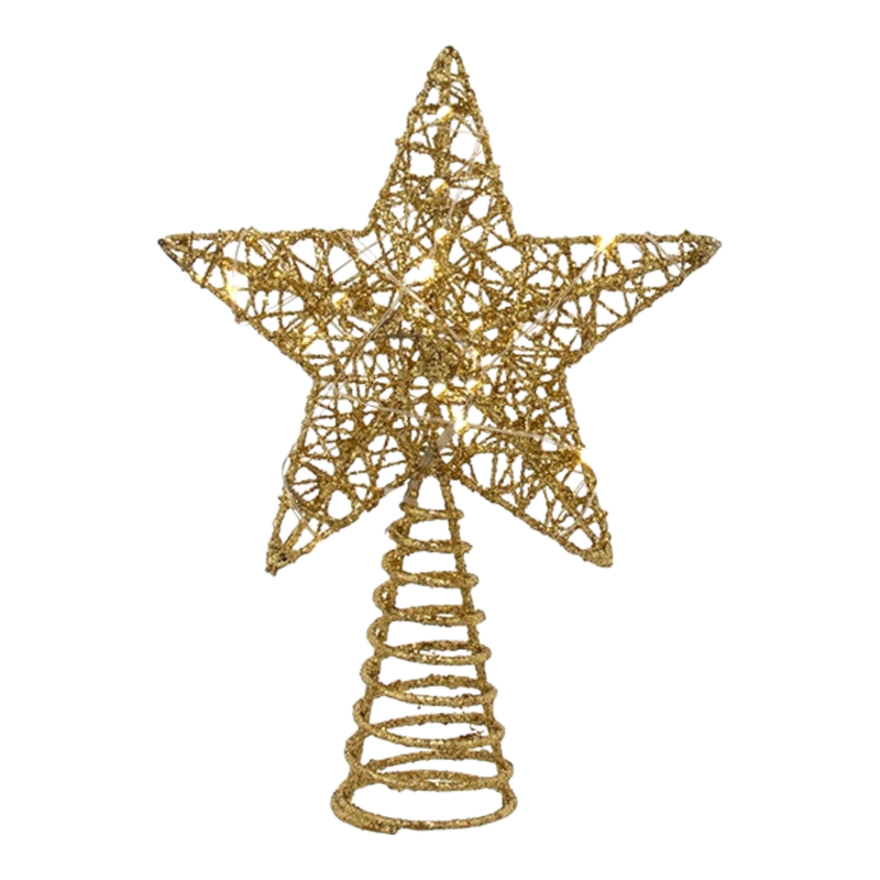 6" Battery Operated Lighted Gold Tree Topper