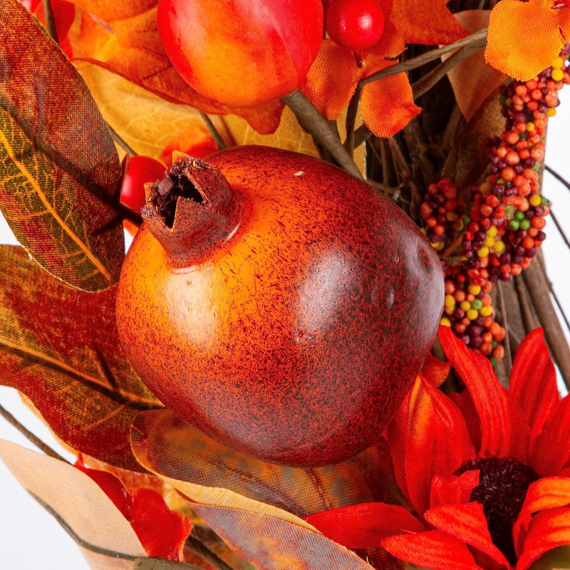 Harvest Autumn Wreath with Berries and Sunflowers - 22 inch