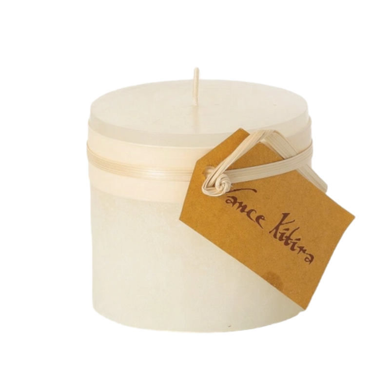 Melon White Timber Pillar Candle - 3.25"