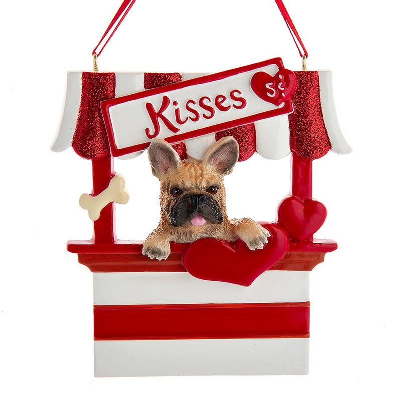 Dog Kisses - Kissing Booth Ornament -  French Bulldog