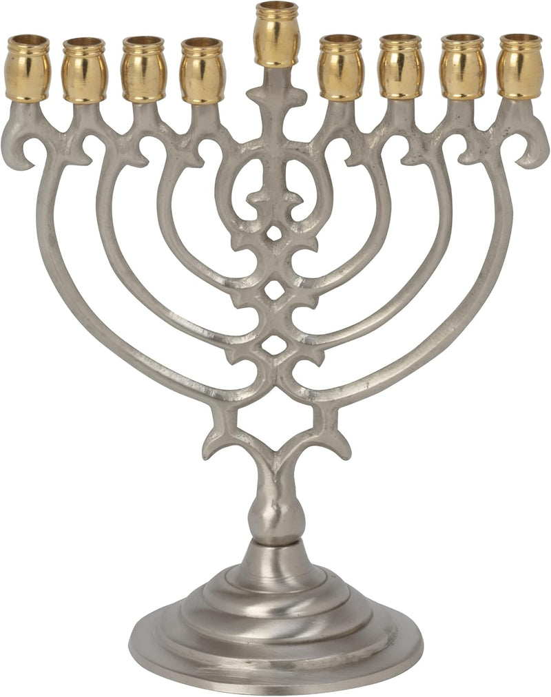 Nickle Brass Menorah - Tree Design