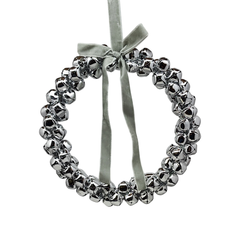 Silver Bell Wreath Ornament - 10 Inch