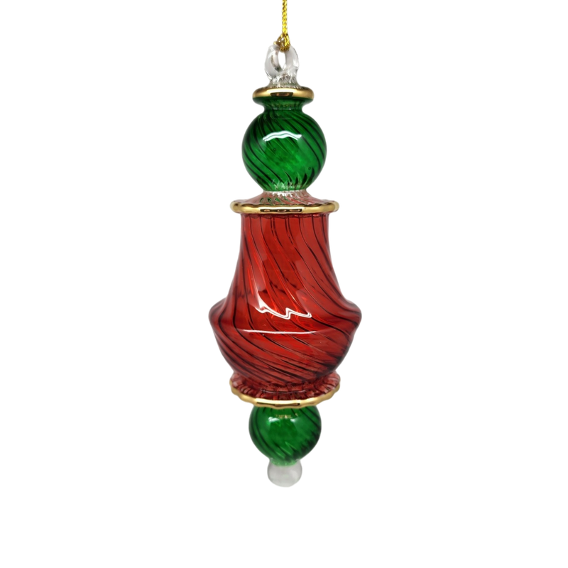 Egyptian Glass Two Tone Scalloped Vase Ornament