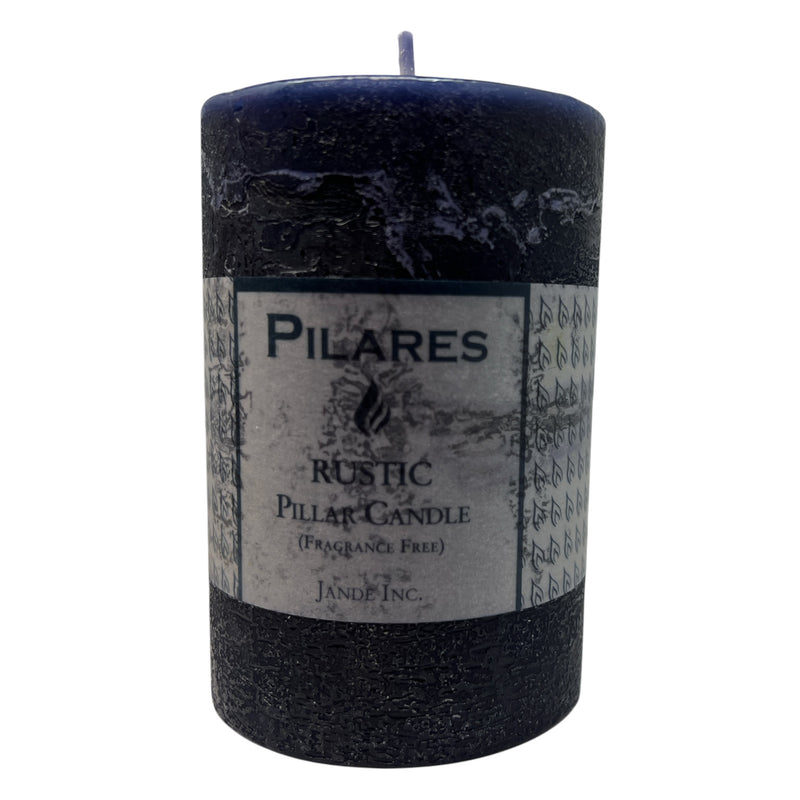 Rustic Pillar Candle - 4 Inch Black