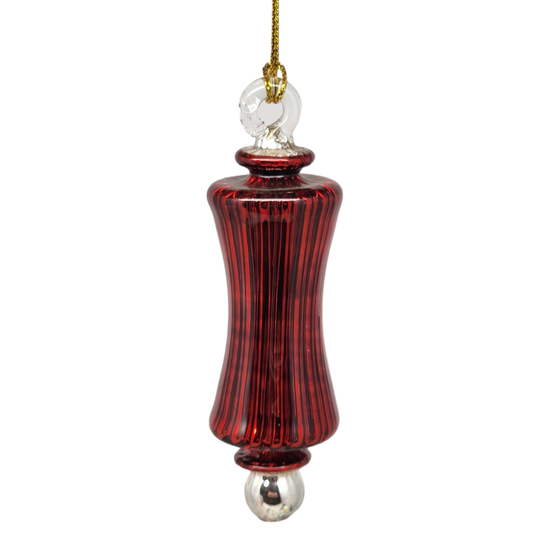 Shiny and Cute Egyptian Glass - Pinched Column - Red