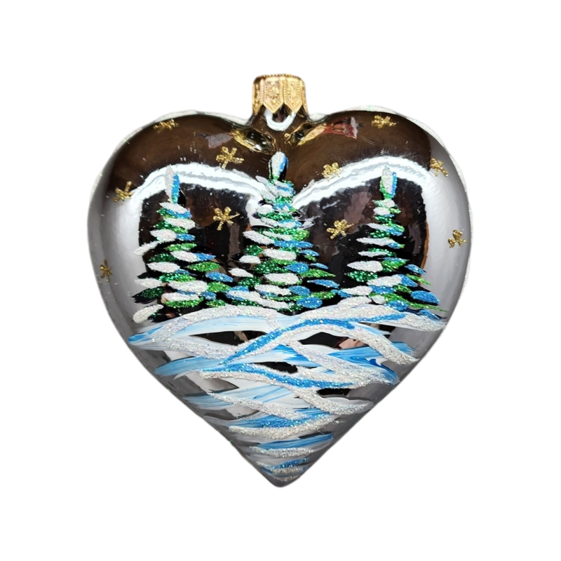 Country Heart Ornament - Silver base