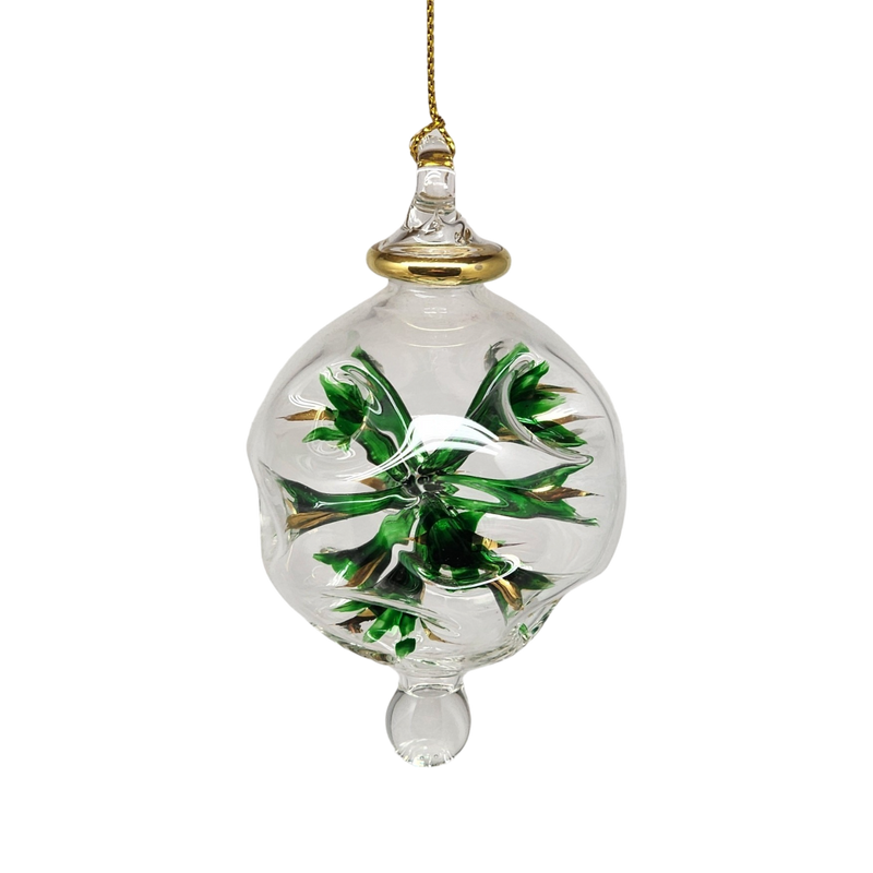 Blown Glass Pierced Starburst Ornament - Green